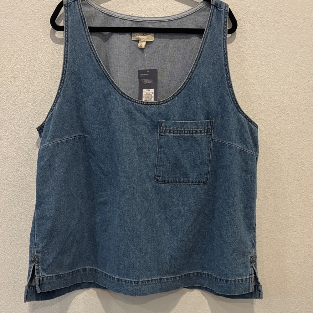 Universal Thread Blue Denim Tank Top with Chest Pocket